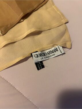 Vintage Giorgio Armani Cream and Pale Brown Silk Chiffon Scarf